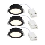 Monipakkaus 3x Nordlux Downlight Olea Musta 4.4W 345lm 110D - 930 | 68mm - IP65 - Paras Värintoisto