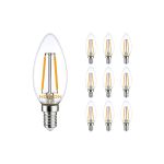 Monipakkaus 10x Noxion Lucent LED E14 Kynttilä Filament Kirkas 2.5W 250lm - 827 Erittäin Lämmin Valkoinen | Korvaa 25W