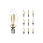 Monipakkaus 10x Noxion Lucent LED E14 Kynttilä Filament Kirkas 2.5W 250lm - 827 Erittäin Lämmin Valkoinen | Korvaa 25W