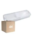 Monipakkaus 4x Noxion LED Emergency Bulkhead Valkoinen 8.5W 500lm - 865 Päivänvalo Valkoinen | Hätävalaistus 3 Tuntia - incl. 4 directions